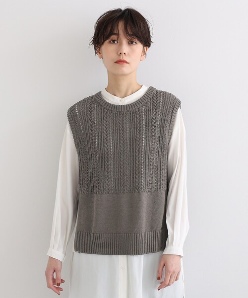 INDIVI（インディヴィ）の「◆【洗える】コットンリネンニットベスト（ベスト・レディース・チャコールグレー/ナチュラル/ダークブラウン・38/34/05/15 /13/19）」の5枚目の写真