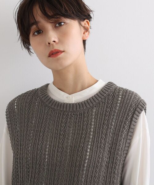 INDIVI（インディヴィ）の「◆【洗える】コットンリネンニットベスト（ベスト・レディース・チャコールグレー/ナチュラル/ダークブラウン・38/34/05/15 /13/19）」の8枚目の写真