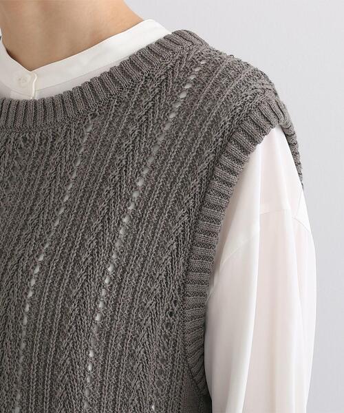 INDIVI（インディヴィ）の「◆【洗える】コットンリネンニットベスト（ベスト・レディース・チャコールグレー/ナチュラル/ダークブラウン・38/34/05/15 /13/19）」の9枚目の写真