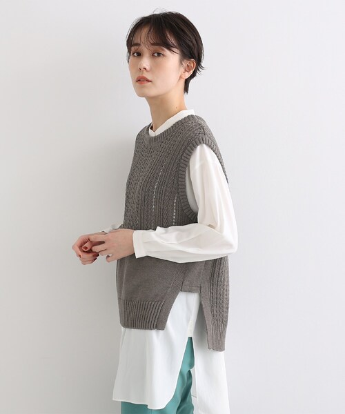 INDIVI（インディヴィ）の「◆【洗える】コットンリネンニットベスト（ベスト・レディース・チャコールグレー/ナチュラル/ダークブラウン・38/34/05/15 /13/19）」の12枚目の写真