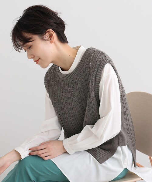 INDIVI（インディヴィ）の「◆【洗える】コットンリネンニットベスト（ベスト・レディース・チャコールグレー/ナチュラル/ダークブラウン・38/34/05/15 /13/19）」の14枚目の写真