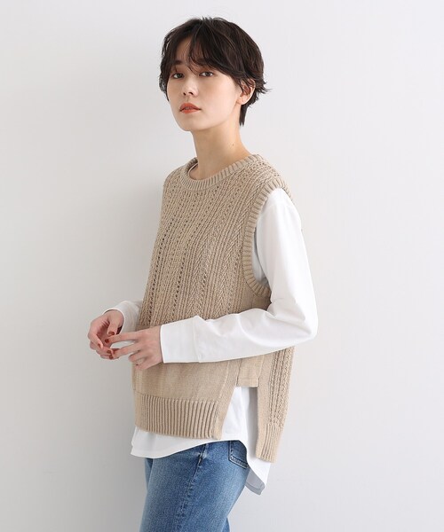 INDIVI（インディヴィ）の「◆【洗える】コットンリネンニットベスト（ベスト・レディース・チャコールグレー/ナチュラル/ダークブラウン・38/34/05/15 /13/19）」の15枚目の写真