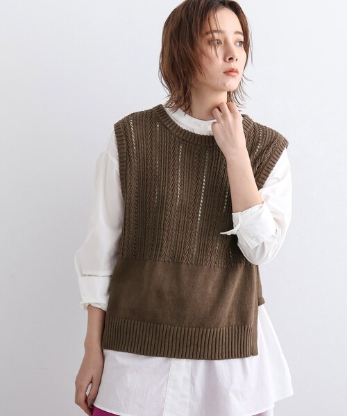 INDIVI（インディヴィ）の「◆【洗える】コットンリネンニットベスト（ベスト・レディース・チャコールグレー/ナチュラル/ダークブラウン・38/34/05/15 /13/19）」の18枚目の写真