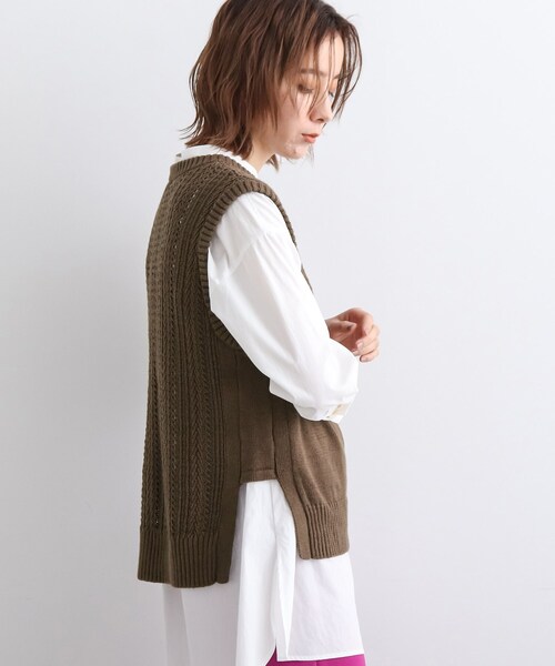 INDIVI（インディヴィ）の「◆【洗える】コットンリネンニットベスト（ベスト・レディース・チャコールグレー/ナチュラル/ダークブラウン・38/34/05/15 /13/19）」の19枚目の写真