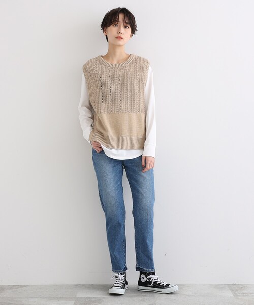 INDIVI（インディヴィ）の「◆【洗える】コットンリネンニットベスト（ベスト・レディース・チャコールグレー/ナチュラル/ダークブラウン・38/34/05/15 /13/19）」の22枚目の写真