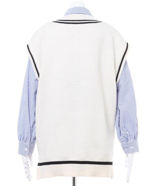 INGNI（イング）の「チルデンVネックニットベストSET（ニット/セーター・レディース・アイボリー系3/ブラック系その他2/サックスブルー/アイボリー系・M）」の7枚目の写真