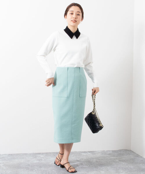 NOLLEY’S（ノーリーズ）の「ストレッチタイトスカート（スカート・レディース・チャコールグレー/ミント/オフホワイト・38/36/34）」の10枚目の写真