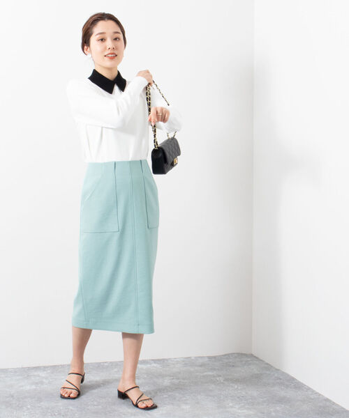 NOLLEY’S（ノーリーズ）の「ストレッチタイトスカート（スカート・レディース・チャコールグレー/ミント/オフホワイト・38/36/34）」の15枚目の写真