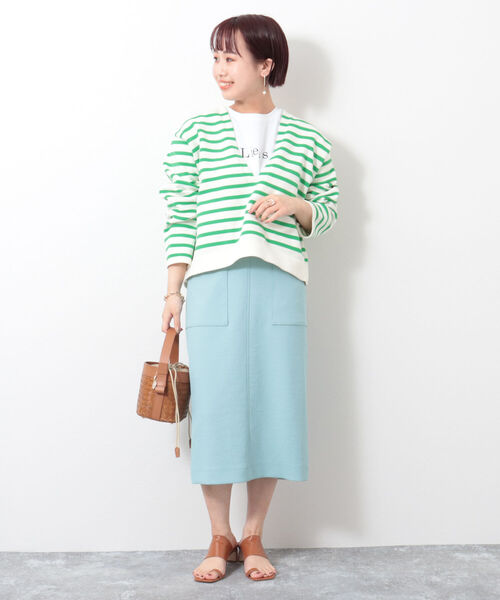 NOLLEY’S（ノーリーズ）の「ストレッチタイトスカート（スカート・レディース・チャコールグレー/ミント/オフホワイト・38/36/34）」の8枚目の写真