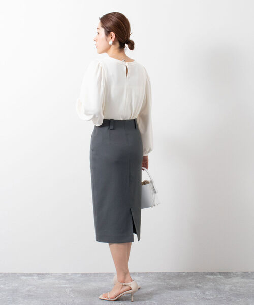 NOLLEY’S（ノーリーズ）の「ストレッチタイトスカート（スカート・レディース・チャコールグレー/ミント/オフホワイト・38/36/34）」の5枚目の写真