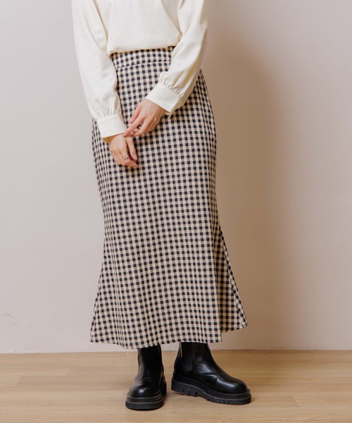 flower（フラワー）の「ハッピーギンガムスカート（スカート・レディース・ブラック/ブルー・FREE）」の7枚目の写真