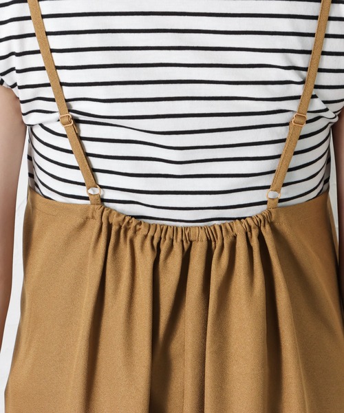 NAVY（ネイビー）の「半袖Tシャツ+デシンキャミワンピース セット アンサンブル（サロペット/オーバーオール・レディース・ブラウン/グレー/カーキ/ブルー・M/L）」の17枚目の写真