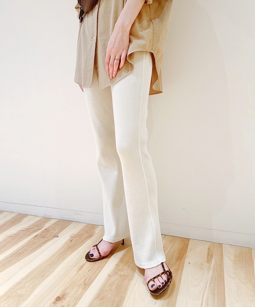 plage（プラージュ）の「【CALUX/キャラクス】 RIB パンツ◆（その他パンツ・レディース・カーキ/ホワイト×ホワイト/スミクロ・38/36）」の2枚目の写真