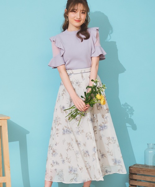 NOELA（ノエラ）の「シアーショルダーフリルニット（ニット/セーター・レディース・ラベンダー/ブラック/ベージュ・フリー）」の11枚目の写真