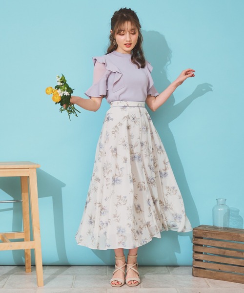 NOELA（ノエラ）の「シアーショルダーフリルニット（ニット/セーター・レディース・ラベンダー/ブラック/ベージュ・フリー）」の12枚目の写真