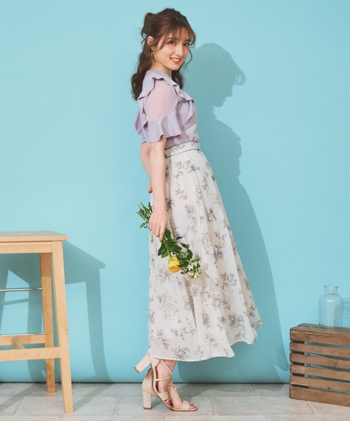 NOELA（ノエラ）の「シアーショルダーフリルニット（ニット/セーター・レディース・ラベンダー/ブラック/ベージュ・フリー）」の13枚目の写真