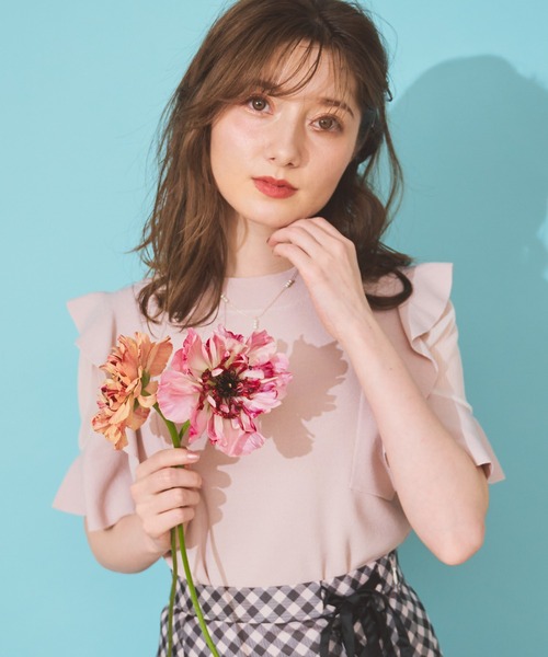 NOELA（ノエラ）の「シアーショルダーフリルニット（ニット/セーター・レディース・ラベンダー/ブラック/ベージュ・フリー）」の5枚目の写真