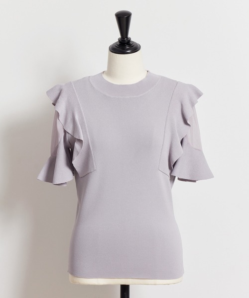 NOELA（ノエラ）の「シアーショルダーフリルニット（ニット/セーター・レディース・ラベンダー/ブラック/ベージュ・フリー）」の22枚目の写真