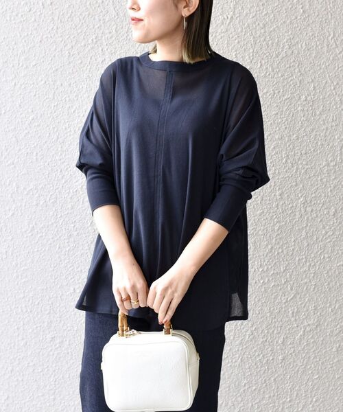 SHIPS（シップス）の「【SHIPS別注】assiette:〈手洗い可能〉チュールドルマンプルオーバー（Tシャツ/カットソー・レディース・ホワイト/ネイビー・ONE SIZE）」の21枚目の写真