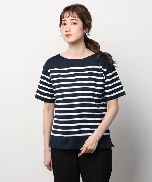 IGNIO(イグニオ)の「イグニオ Tシャツ(Tシャツ/カットソー・レディース・ホワイト×ネイビー/ネイビー・S/M/L/XL)」の2枚目の写真