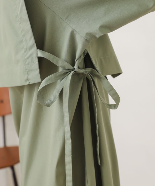 SENSE OF PLACE by URBAN RESEARCH(センスオブプレイスバイアーバンリサーチ)の「【One-C/低身長向けサイズ展開あり】レイヤードマーメイドワンピース(5分袖)(ワンピース・レディース・スミクロ/カーキ/オフホワイト・ONE/SHORT)」の9枚目の写真