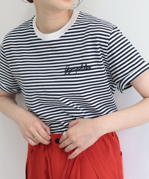 GYMPHLEX(ジムフレックス)の「【GYMPHLEX/ジムフレックス】刺繍ロゴT(Tシャツ/カットソー・レディース・ブラック/ベージュ/オフホワイト/ブルー系その他7/レッド系その他3・FREE)」の4枚目の写真