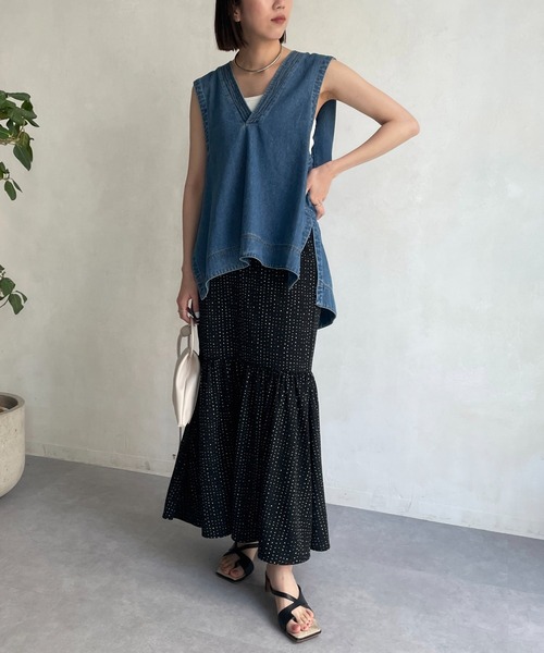 CAPRICIEUX LE'MAGE(カプリシューレマージュ)の「変形ドットタイトマーメイドスカート(スカート・レディース・アイボリー/ブラック・FREE)」の10枚目の写真