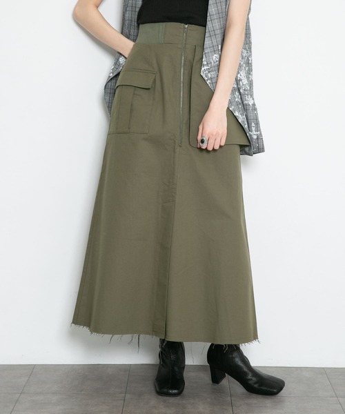 KBF（ケイビーエフ）の「フロントスリットミリタリースカート（スカート・レディース・ダークブラウン/カーキ・ONE）」の12枚目の写真