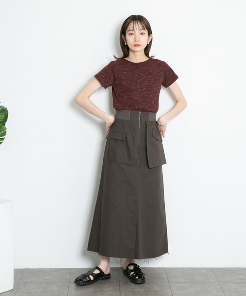 KBF（ケイビーエフ）の「フロントスリットミリタリースカート（スカート・レディース・ダークブラウン/カーキ・ONE）」の22枚目の写真