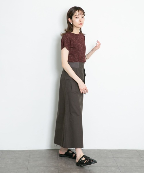 KBF（ケイビーエフ）の「フロントスリットミリタリースカート（スカート・レディース・ダークブラウン/カーキ・ONE）」の4枚目の写真