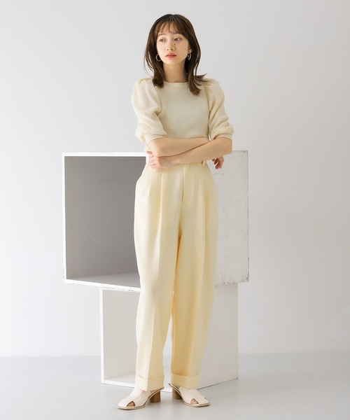 KBF（ケイビーエフ）の「パワーショルダーシャーリングブラウス（シャツ/ブラウス・レディース・ブラック系その他/アイボリー/ブラック・ONE）」の6枚目の写真