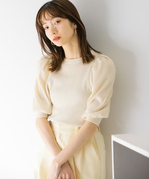 KBF（ケイビーエフ）の「パワーショルダーシャーリングブラウス（シャツ/ブラウス・レディース・ブラック系その他/アイボリー/ブラック・ONE）」の11枚目の写真