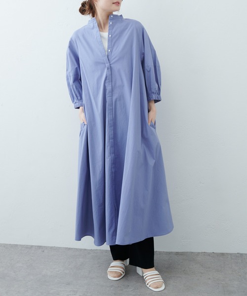 PUAL CE CIN（ピュアルセシン）の「インドポプリン太糸ステッチワンピース（ワンピース・レディース・ホワイト/ブラック/ブルー/ピンク・FREE）」の3枚目の写真