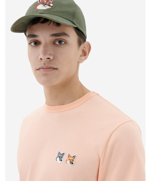 メゾンキツネ♡TEE-SHIRT DOUBLE FOX HEAD PATCH DOUBLE FOX HEAD PATCH CROPPED TEE-SHIRT | Maison Kitsuné
