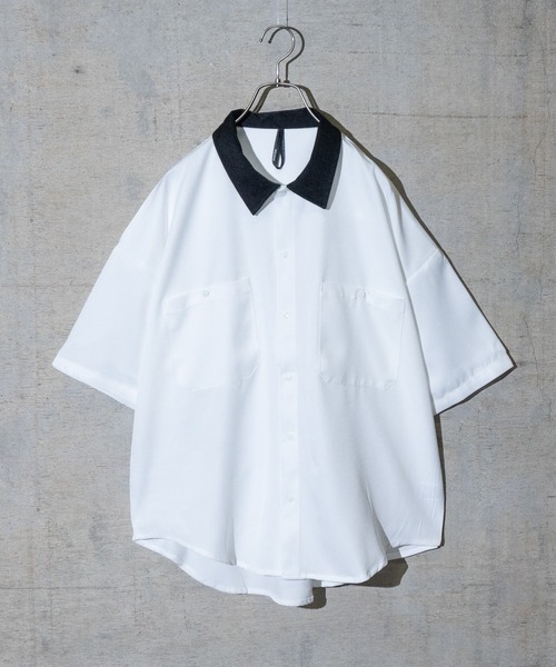 JOHN'S CLOSET（ジョンズクローゼット）の「【i】ポリツイルルーズフィットワークシャツ/ビッグシャツ 半袖（シャツ/ブラウス・メンズ・ホワイト/チャコールグレー/ブラック/ネイビー/グレー/サックスブルー/グリーン/ホワイト系その他/ブラック系その他/グレー系その他/ベージュ系その他/グリーン系その他/グレイッシュベージュ/ホワイト系その他2/ホワイト系その他3/ブラック系その他2/ブラック系その他3/グレー系その他2/グリーン系その他2/グリーン系その他3/ネイビー系/サックスブルー系1・MEDIUM/LARGE/X-LARGE）」の2枚目の写真