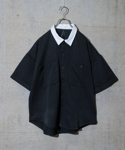 JOHN'S CLOSET（ジョンズクローゼット）の「【i】ポリツイルルーズフィットワークシャツ/ビッグシャツ 半袖（シャツ/ブラウス・メンズ・ホワイト/チャコールグレー/ブラック/ネイビー/グレー/サックスブルー/グリーン/ホワイト系その他/ブラック系その他/グレー系その他/ベージュ系その他/グリーン系その他/グレイッシュベージュ/ホワイト系その他2/ホワイト系その他3/ブラック系その他2/ブラック系その他3/グレー系その他2/グリーン系その他2/グリーン系その他3/ネイビー系/サックスブルー系1・MEDIUM/LARGE/X-LARGE）」の6枚目の写真