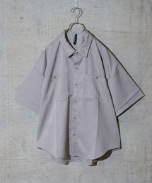 【i】ポリツイルルーズフィットワークシャツ/ビッグシャツ 半袖