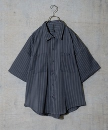 【i】ポリツイルルーズフィットワークシャツ/ビッグシャツ 半袖