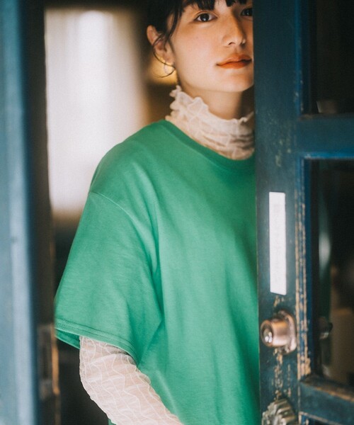 FREAK'S STORE(フリークスストア)の「ナポリタンTシャツ(Tシャツ/カットソー・レディース・ホワイト/チャコールグレー/グリーン・フリ-)」の7枚目の写真