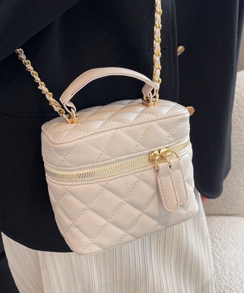 セール】レディース 2WAYキルティングボックスバッグ+ショルダー