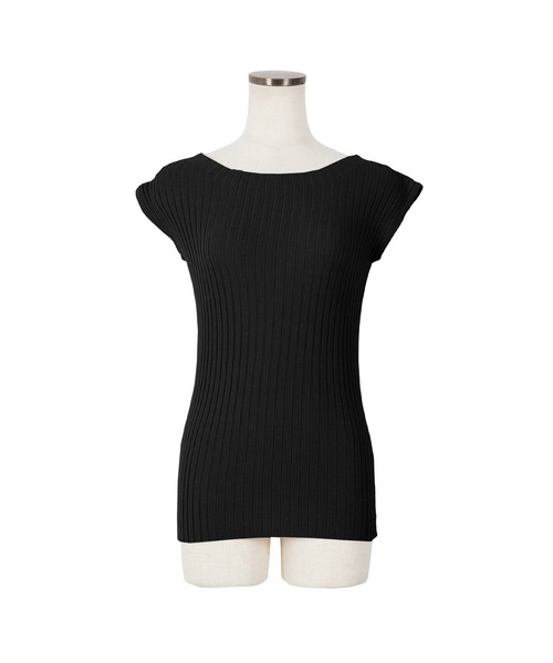 KOBE LETTUCE（コウベレタス）の「フレンチスリーブリブニットトップス（ニット/セーター・レディース・ネイビー/オフホワイト/ブラック/レッド系/チョコ/グレイッシュベージュ/ベージュ系/ブラック系/ブルー系1/イエロー系/ホワイト系/ブルー系/イエロー/ベージュ系その他・L/M/L1/M1）」の5枚目の写真