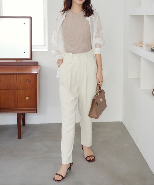 KOBE LETTUCE（コウベレタス）の「フレンチスリーブリブニットトップス（ニット/セーター・レディース・ネイビー/オフホワイト/ブラック/レッド系/チョコ/グレイッシュベージュ/ベージュ系/ブラック系/ブルー系1/イエロー系/ホワイト系/ブルー系/イエロー/ベージュ系その他・L/M/L1/M1）」の20枚目の写真