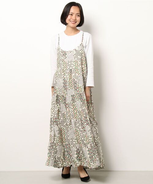 ＪＵＧＬＡＮＳ（ユグランス）の「☆ ふんわり揺れ感。アソート柄ティアードキャミワンピース　220160（ワンピース・レディース・ホワイト×ブラウン/ホワイト×ネイビー・FREE）」の14枚目の写真