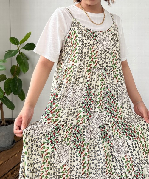 ＪＵＧＬＡＮＳ（ユグランス）の「☆ ふんわり揺れ感。アソート柄ティアードキャミワンピース　220160（ワンピース・レディース・ホワイト×ブラウン/ホワイト×ネイビー・FREE）」の10枚目の写真