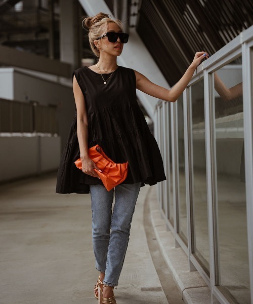 esutoreja（エストレジャ）の「フリルデザイントップス（Tシャツ/カットソー・レディース・ホワイト/ブラック/オレンジ/グリーン・FREE）」の11枚目の写真