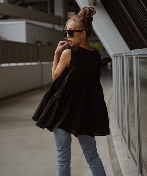 esutoreja（エストレジャ）の「フリルデザイントップス（Tシャツ/カットソー・レディース・ホワイト/ブラック/オレンジ/グリーン・FREE）」の9枚目の写真