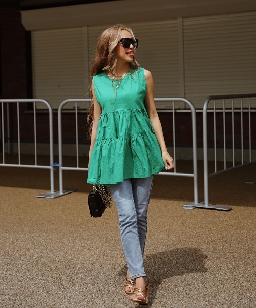 esutoreja（エストレジャ）の「フリルデザイントップス（Tシャツ/カットソー・レディース・ホワイト/ブラック/オレンジ/グリーン・FREE）」の20枚目の写真