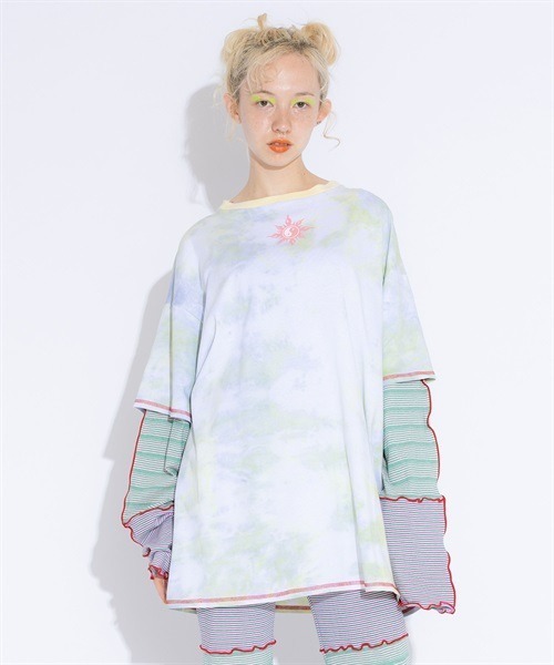 Candy Stripper(キャンディストリッパー)の「MISCHIEVOUS TIE DYE トップス(Tシャツ/カットソー・レディース・ライトブルー/ライトグリーン/パープル・2)」の2枚目の写真
