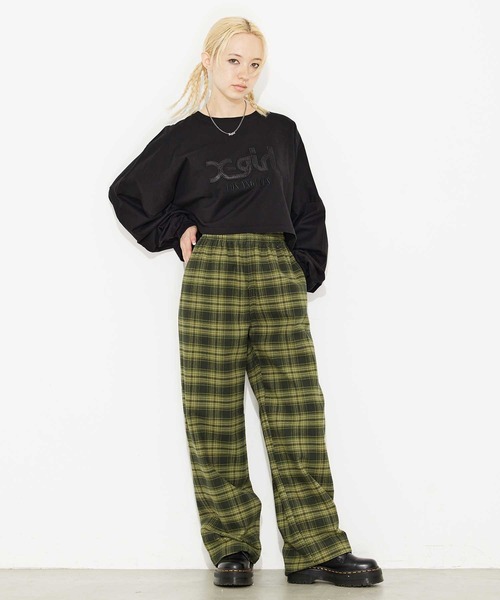 X-girl(エックスガール)の「SATIN PATCH L/S WIDE TEE(Tシャツ/カットソー・レディース・ブラック/ブルー/ホワイト・S/M)」の7枚目の写真