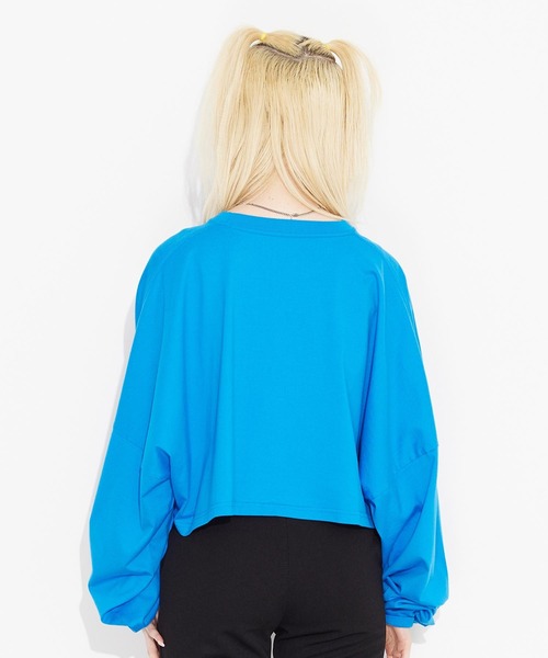 X-girl(エックスガール)の「SATIN PATCH L/S WIDE TEE(Tシャツ/カットソー・レディース・ブラック/ブルー/ホワイト・S/M)」の16枚目の写真